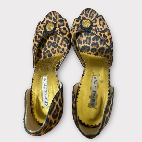 Charles David Leopard Animal Print Peep Toe 4” Heeled Pumps Women’s Size… - Picture 9 of 10